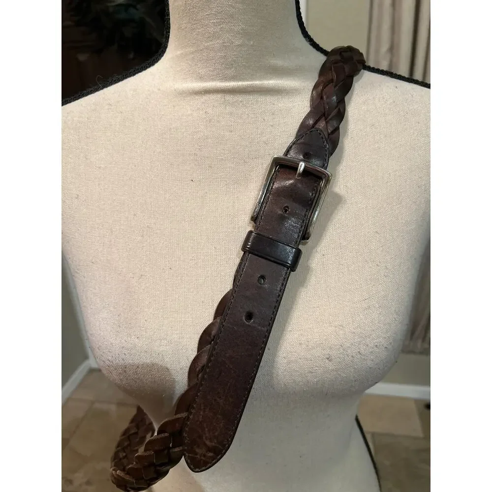 COACH Brown Leather Braided Belt